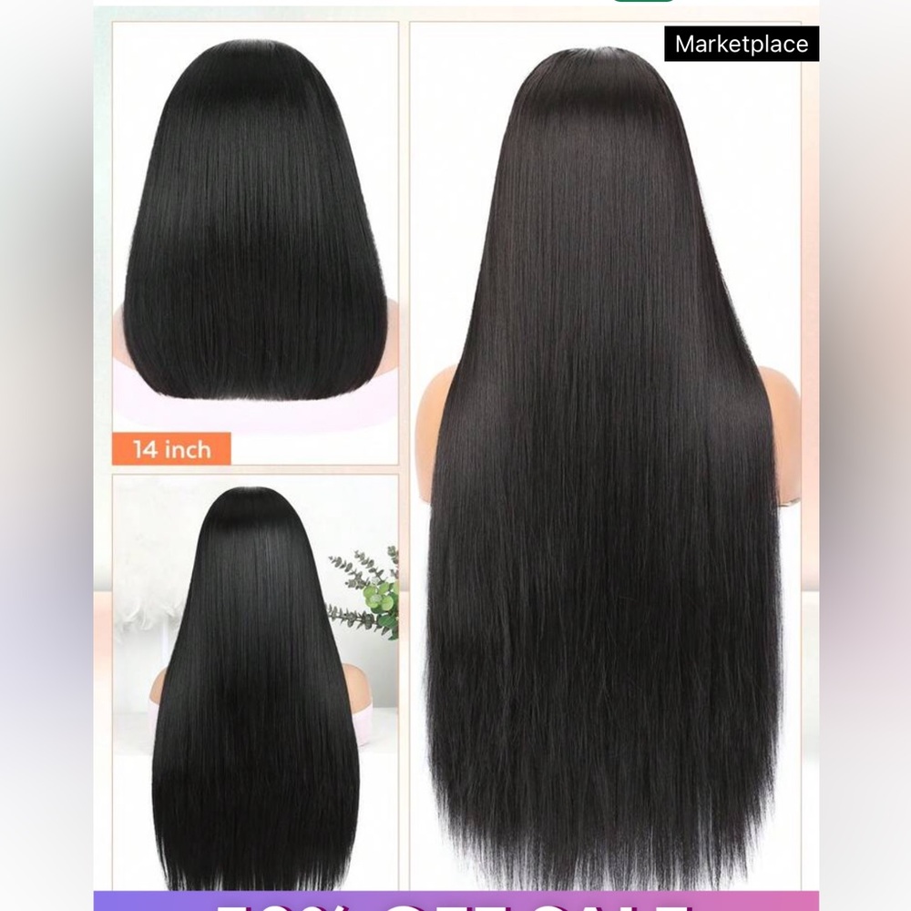 26 inch straight headband wig synthetic and head resistant